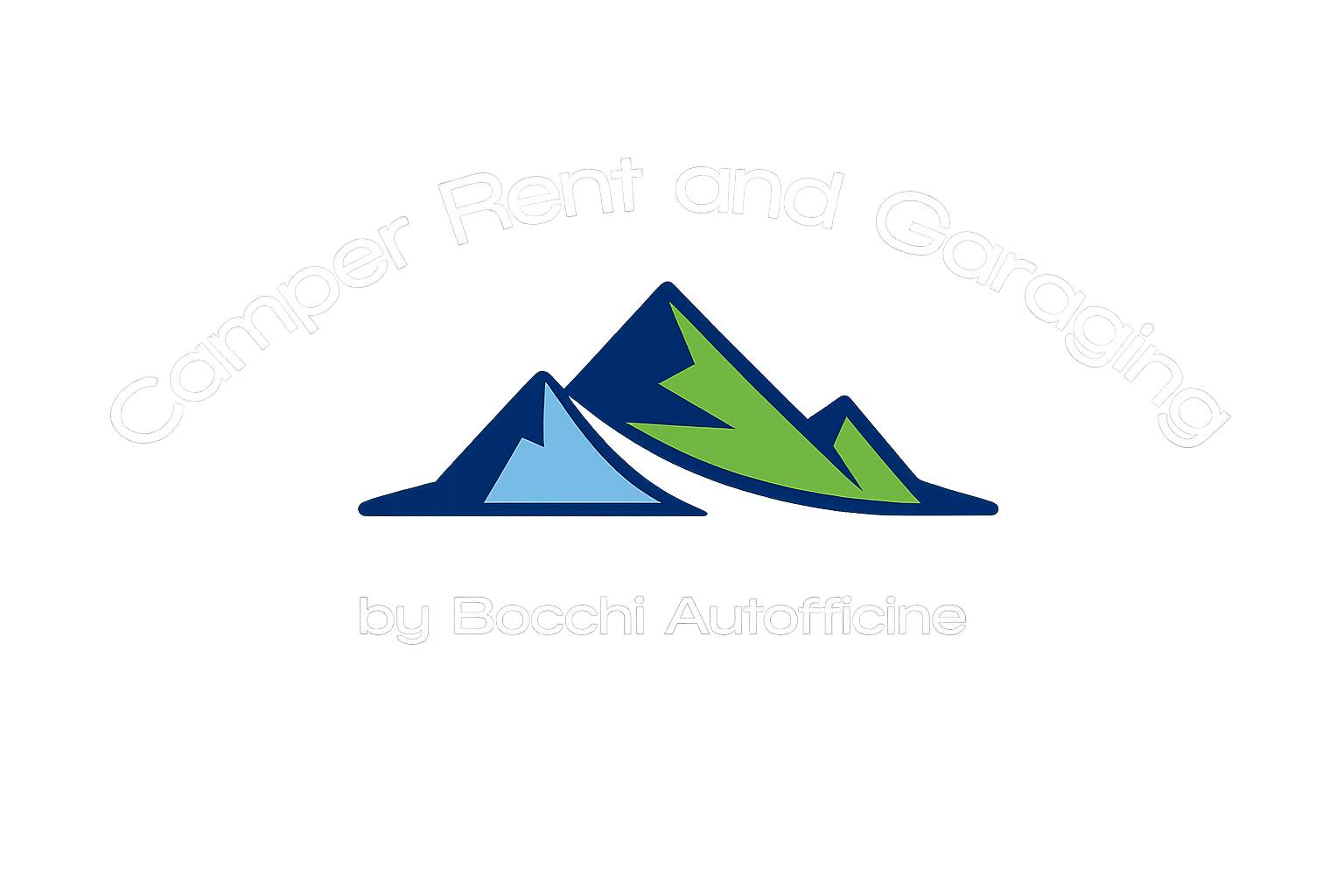 Logo Camper Rent and Garaging bianco